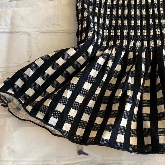 Scotch & Soda NWT Smocked Peplum Top Black & White Checkered - Picture 7 of 13